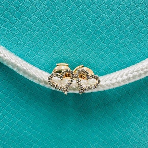Tiffany & Co. .13 Diamond 18K Rose Gold Heart Earrings with Box - Picture 3 of 13